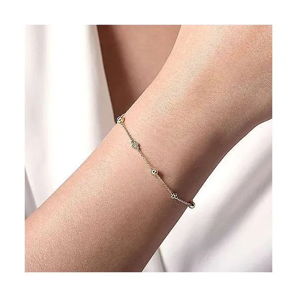 14kt YG Beaded Station Bracelet Image 2 Carroll's Jewelers Doylestown, PA