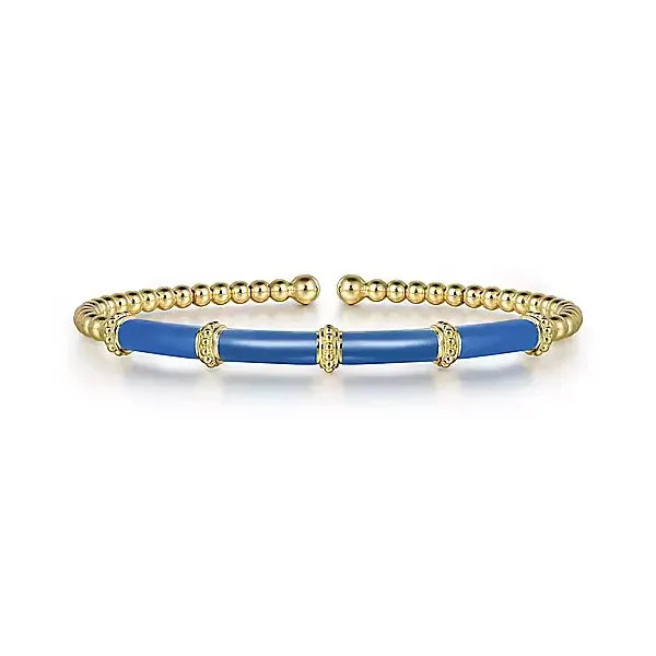 14kt YG Blue Enamel Bujukan Bracelet Carroll's Jewelers Doylestown, PA