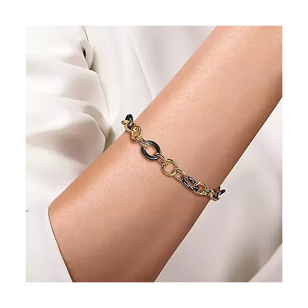 14kt YG link and ceramic bracelet Image 2 Carroll's Jewelers Doylestown, PA