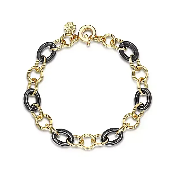 14kt YG link and ceramic bracelet Carroll's Jewelers Doylestown, PA