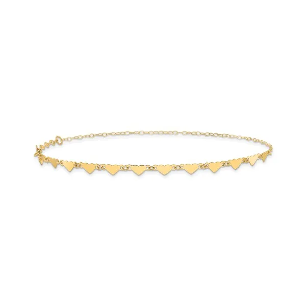 14kt YG Heart Anklet Carroll's Jewelers Doylestown, PA