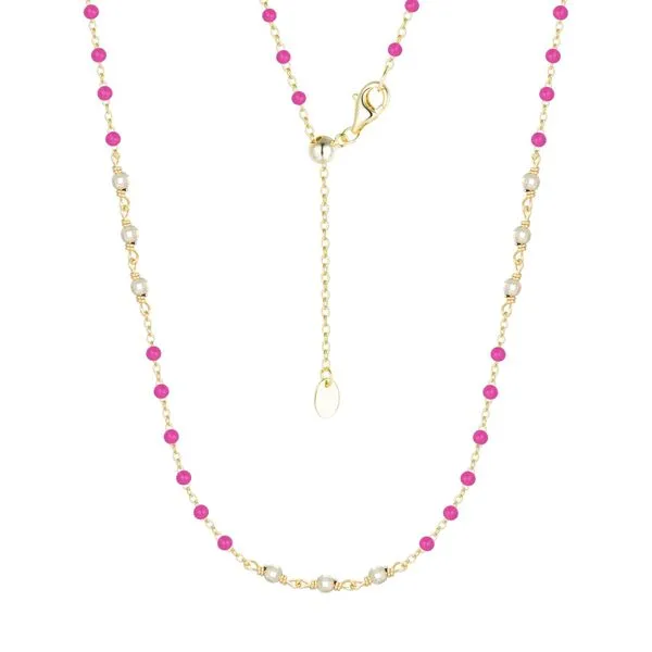 Fuschia Enamel and Beaded Chain Carroll's Jewelers Doylestown, PA