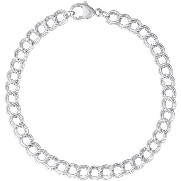 Sterling Silver Petite Double Link Curb Classic Charm Bracelet 7