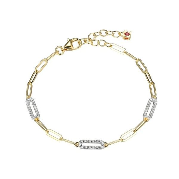 HR Monogram Chain Link Moissanite Charm Bracelet