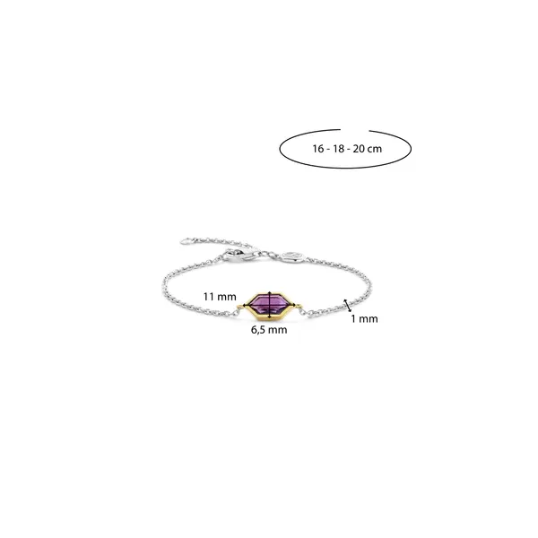 SS/GP Bracelet with Purple stone
