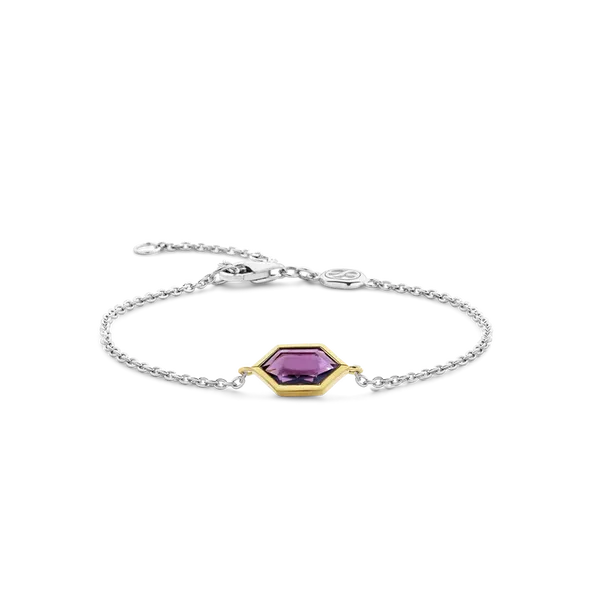 SS/GP Bracelet with Purple stone
