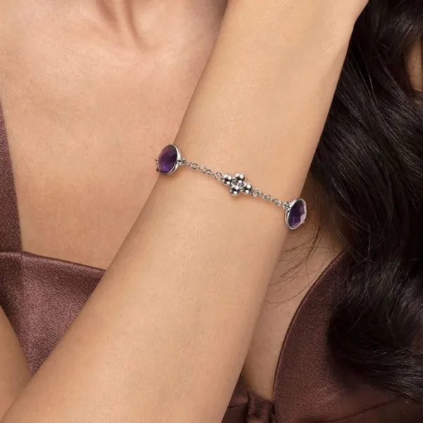 Gabriel SS Amethyst Station Bracelet