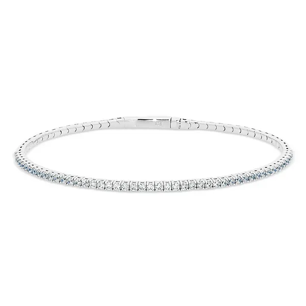 SS Flexible Bangle Bracelet w/CZ