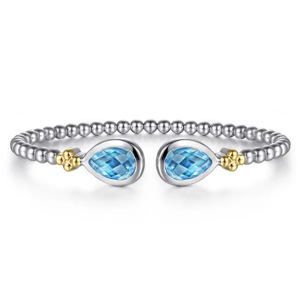 SS/14kt YG Blue topaz Bangle Bracelet Carroll's Jewelers Doylestown, PA