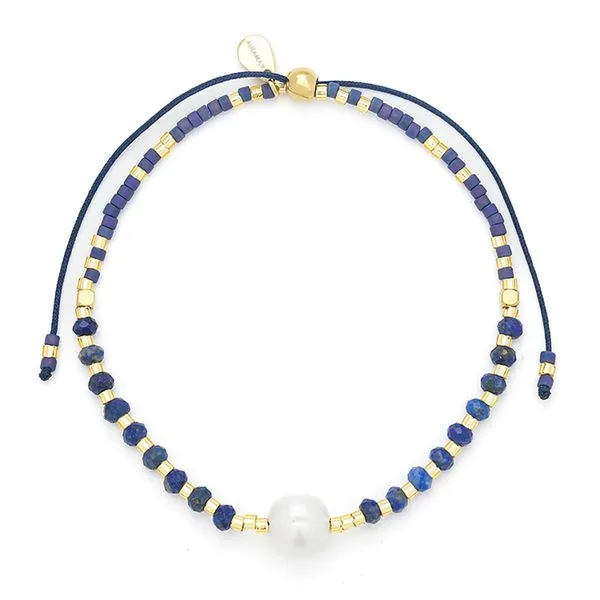 Blue Lapis Bead and FW Pearl Adjustable Bracelet Carroll's Jewelers Doylestown, PA