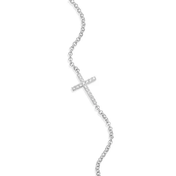 SS Sideways Cross Diamond Bracelet Image 2 Carroll's Jewelers Doylestown, PA