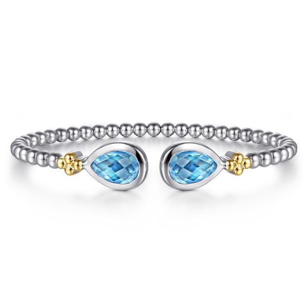SS/14kt YG Blue topaz Bangle Bracelet Carroll's Jewelers Doylestown, PA