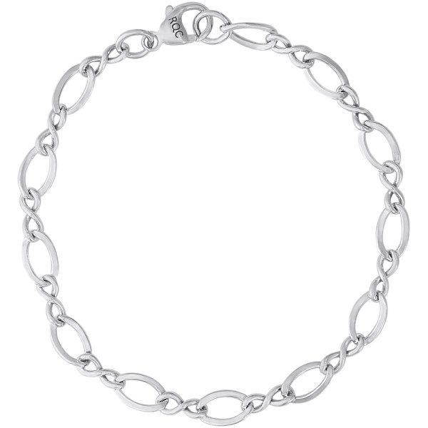 Sterling Silver Large Figure Eight Link Classic Charm Bracelet With Lobster Claw Clasp 7