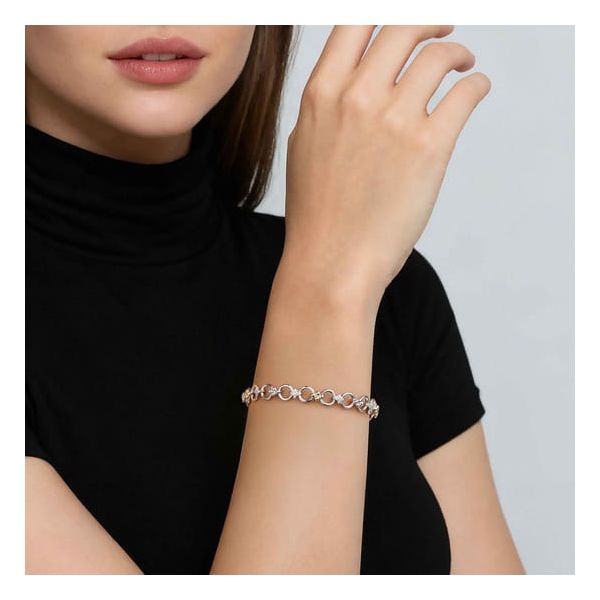 Silver and 14kt Gold Clover Link Bracelet Image 3 Carroll's Jewelers Doylestown, PA
