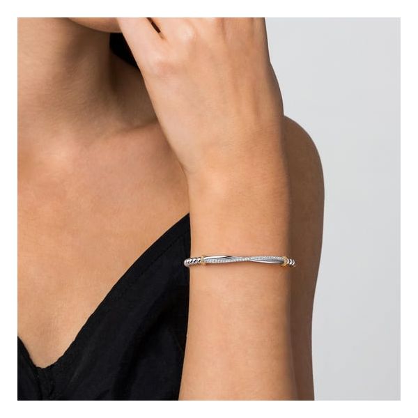 2 Tone Silver and Gold Cuff Bangle Bracelet Image 3 Carroll's Jewelers Doylestown, PA