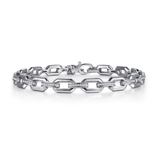 Sterling Chain LInk Bracelet with White Sapphire Carroll's Jewelers Doylestown, PA