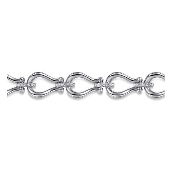Sterling Stirrup Link Bracelet with White Sapphires Image 2 Carroll's Jewelers Doylestown, PA