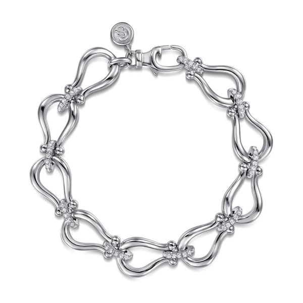 Sterling Stirrup Link Bracelet with White Sapphires Carroll's Jewelers Doylestown, PA