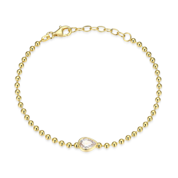 GP/SS beaded bracelet with pear CZ Carroll's Jewelers Doylestown, PA