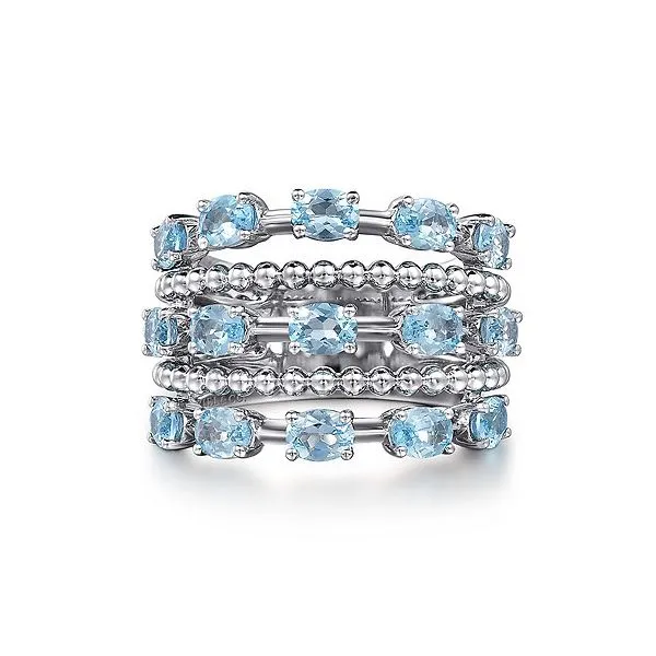 SS Blue Topaz Wide Ring Carroll's Jewelers Doylestown, PA
