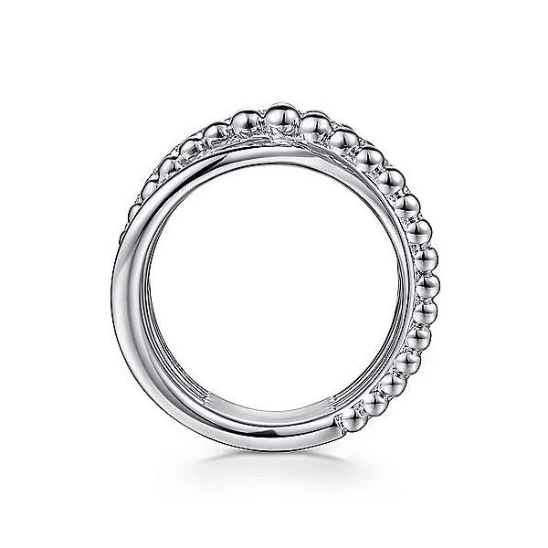 SS Wide Crossover Ring with white sapphire