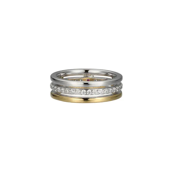 SS Two Tone CZ 3 Row band Carroll's Jewelers Doylestown, PA