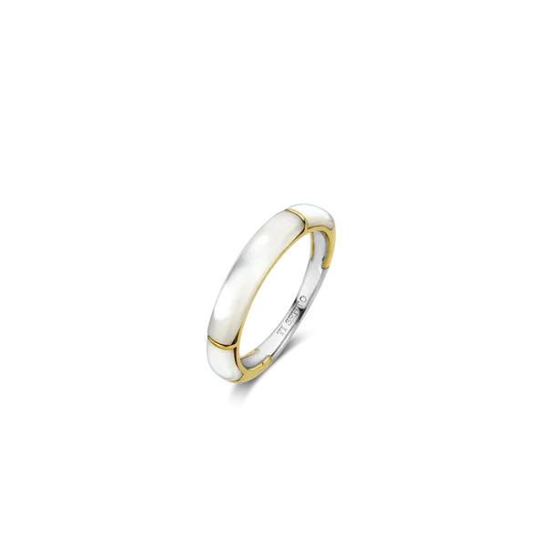 SS/GP Mother of Pearl stacking ring Carroll's Jewelers Doylestown, PA