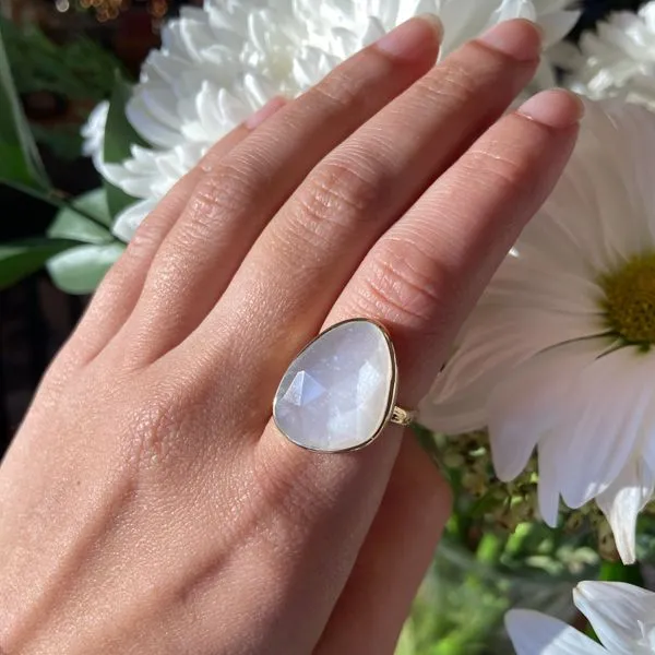 White Moonstone Ring