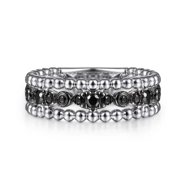 Silver Black Spinel Fashion ring