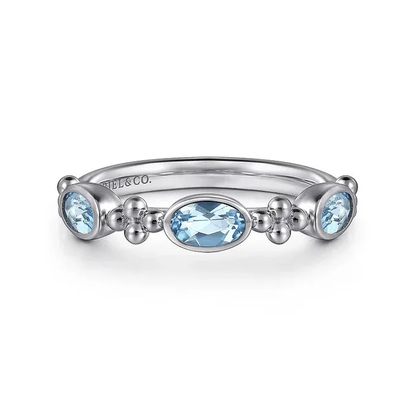 Gabriel SS BlueTopaz bezel set ring
