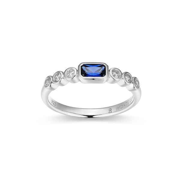 SS LG Sapphire and Diamond Bezel set ring Carroll's Jewelers Doylestown, PA