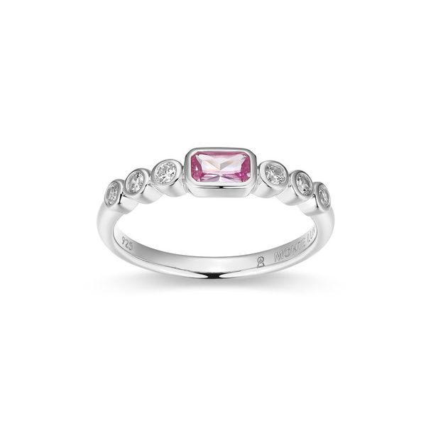 SS LG PinkSapphire and Diamond Bezel set ring Carroll's Jewelers Doylestown, PA