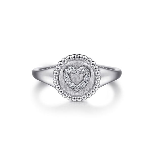 SS Diamond Heart Signet Ring Carroll's Jewelers Doylestown, PA