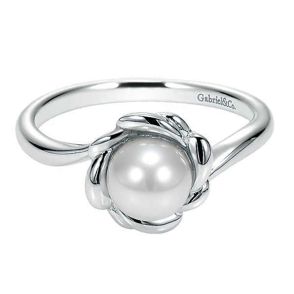 Sterling Silver Flower Ring With One 6.00Mm Fresh Water White Pearl Carroll's Jewelers Doylestown, PA