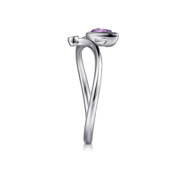 Silver Amethyst and Diamond Bypass Ring Image 3 Carroll's Jewelers Doylestown, PA