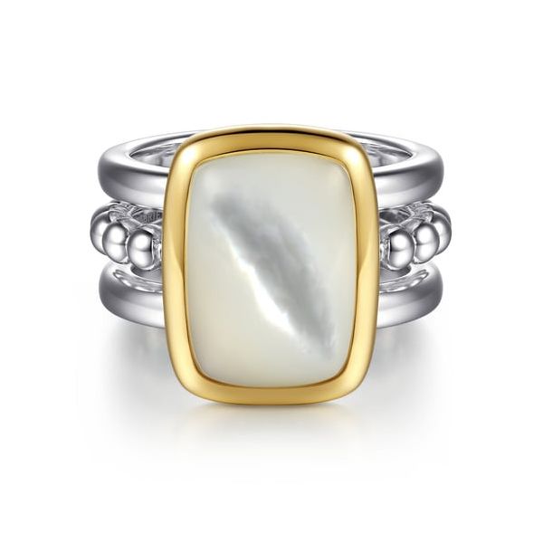2 Tone Silver and Gold Mother of Pearl Ring Carroll's Jewelers Doylestown, PA