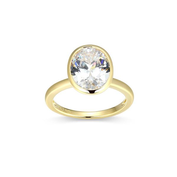 Gold Plated Oval CZ Bezel Solitaire Ring Carroll's Jewelers Doylestown, PA