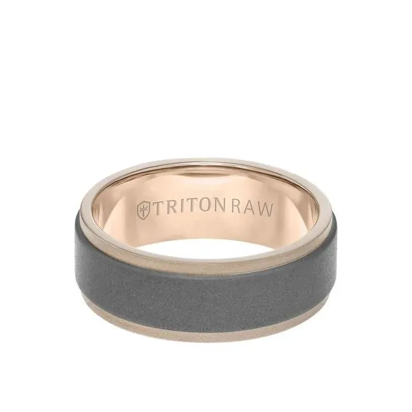Raw Tungsten and Rose Gold Band