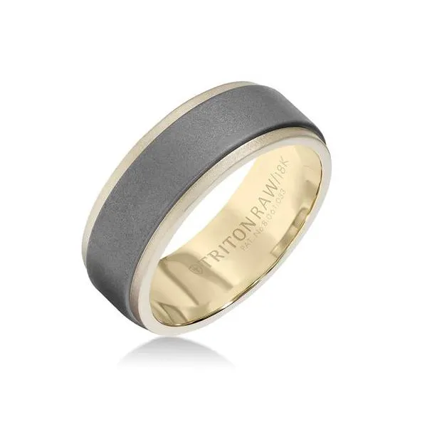 Raw Tungsten and Yellow Gold Band
