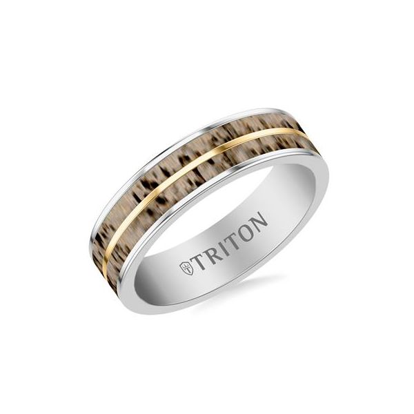 Tungsten Band with Deer Antler Inlay Image 2 Carroll's Jewelers Doylestown, PA