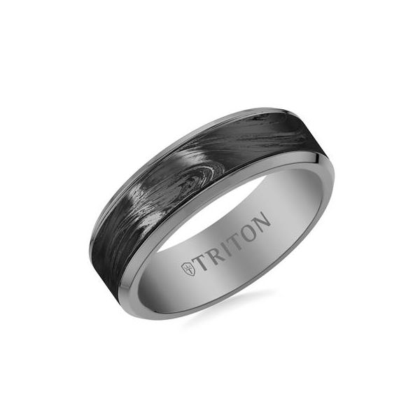Tungsten Carbide and Carbon Inlay Ring Image 2 Carroll's Jewelers Doylestown, PA