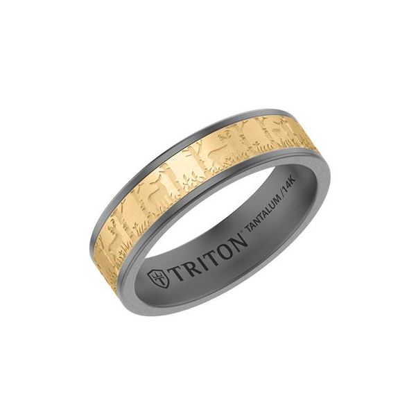 Tantalum and Gold Band with Elk Design Image 2 Carroll's Jewelers Doylestown, PA