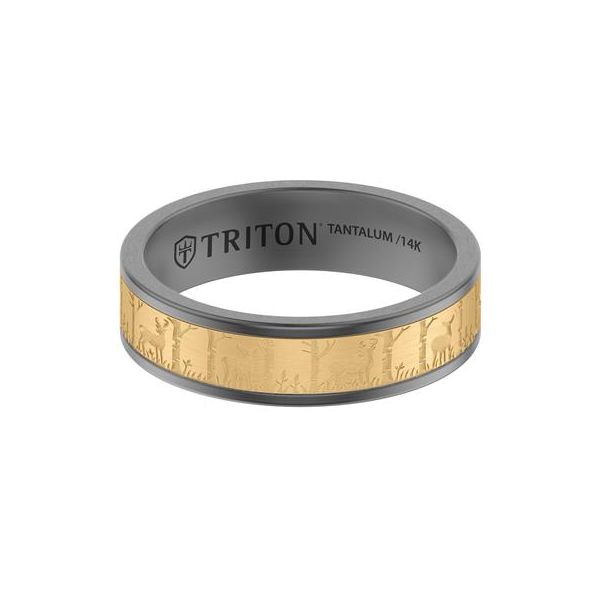 Tantalum and Gold Band with Elk Design Carroll's Jewelers Doylestown, PA