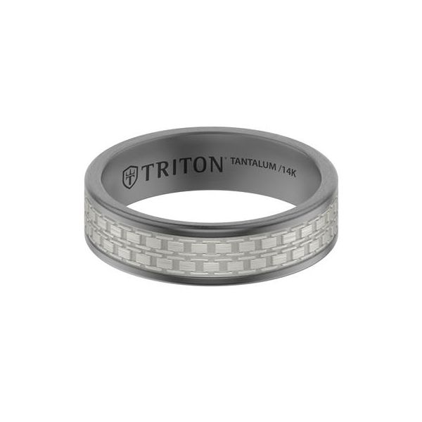 Tantalum and White gold Carved Band Image 2 Carroll's Jewelers Doylestown, PA