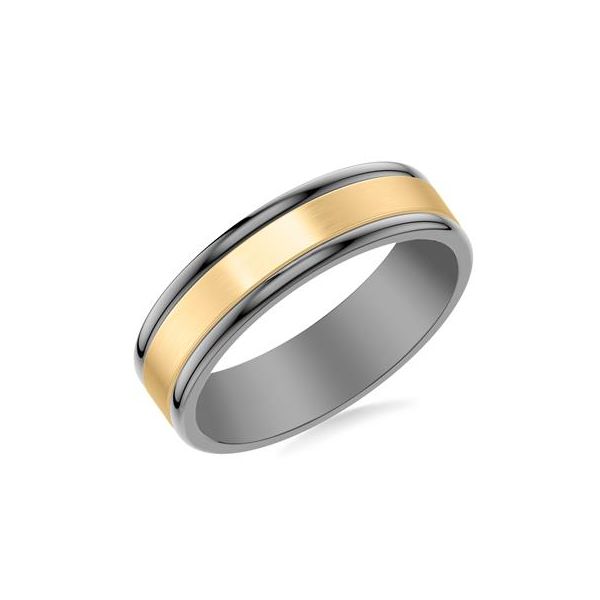 2 Tone Black Rhodium and Yellow Gold Band Image 2 Carroll's Jewelers Doylestown, PA