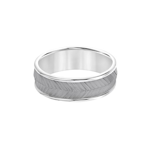 Black Rhodium Carved Chevron Wedding Band Carroll's Jewelers Doylestown, PA