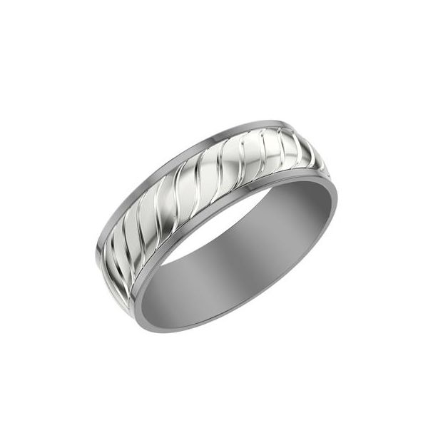 Black Rhodium Carved Band Image 2 Carroll's Jewelers Doylestown, PA
