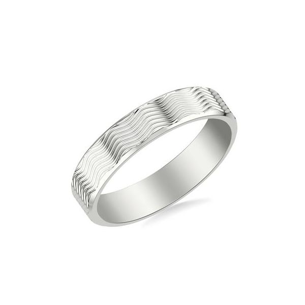 White Gold Patterned Wedding Band Image 2 Carroll's Jewelers Doylestown, PA