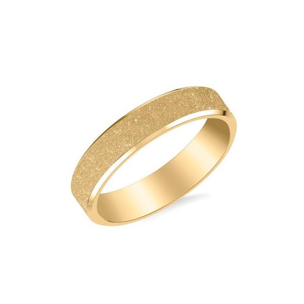 14kt YG Band with Diamond Dust Texture Image 2 Carroll's Jewelers Doylestown, PA