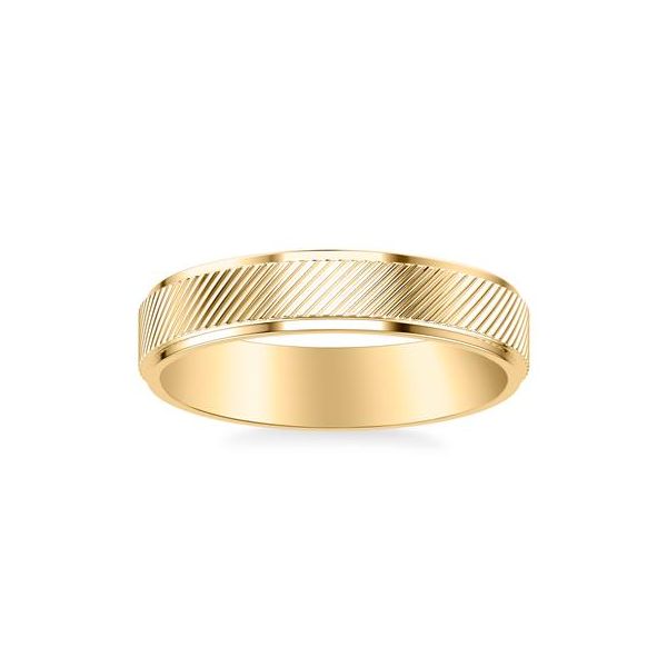 YG Gents Wedding band with Diagonal cuts Carroll's Jewelers Doylestown, PA